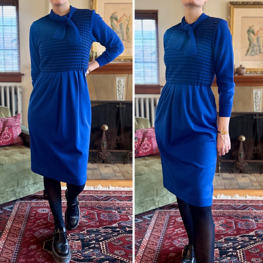 1980s Wool Secretary Dress
